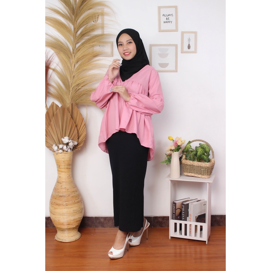 BEFAST - ZRX OOTD Wanita Blouse SAMMIE / Dealova Blouse / Blouse Wanita Hijab / Fashion Wanita Remaja Casual / Blouse Polos Banyak Warna / Atasan lengan Panjang / Blouse Keluaran Terbaru 2022