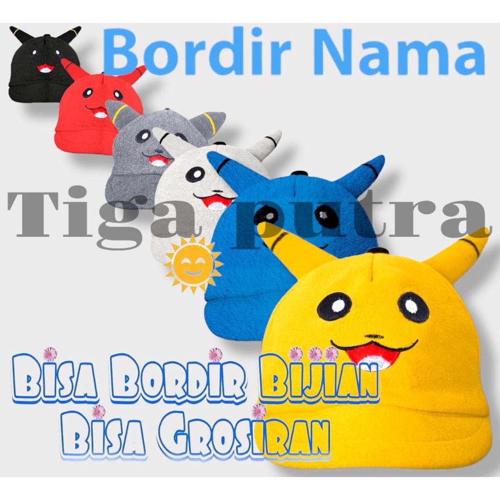 Topi pikachu lucu Topi pokemon anak Bordir Nama Custom.