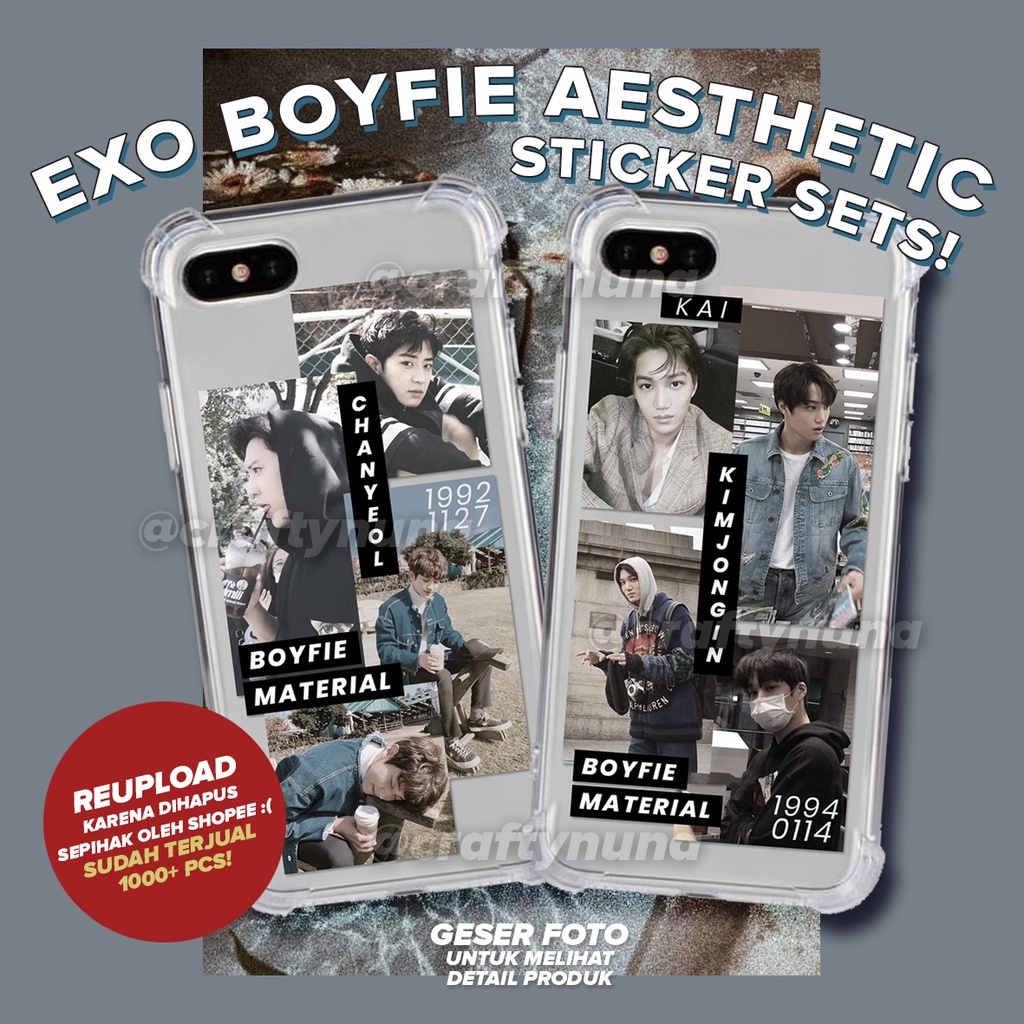 (EX-001) EXO Boyfie aesthetic DIY sticker set case hp deco hias stiker estetik journal dekorasi