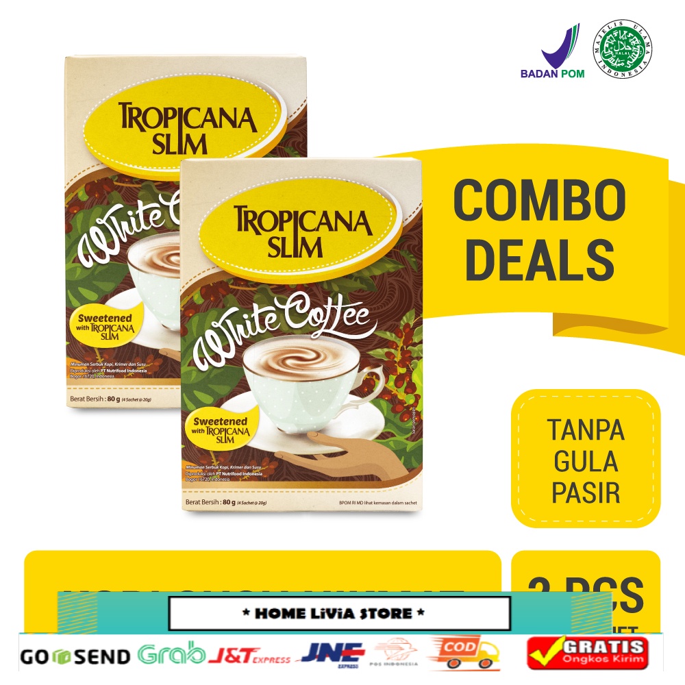 

Tropicana Slim White Coffee Kopi Susu Nikmat Tanpa Gula Pasir 2 x 4 sachets