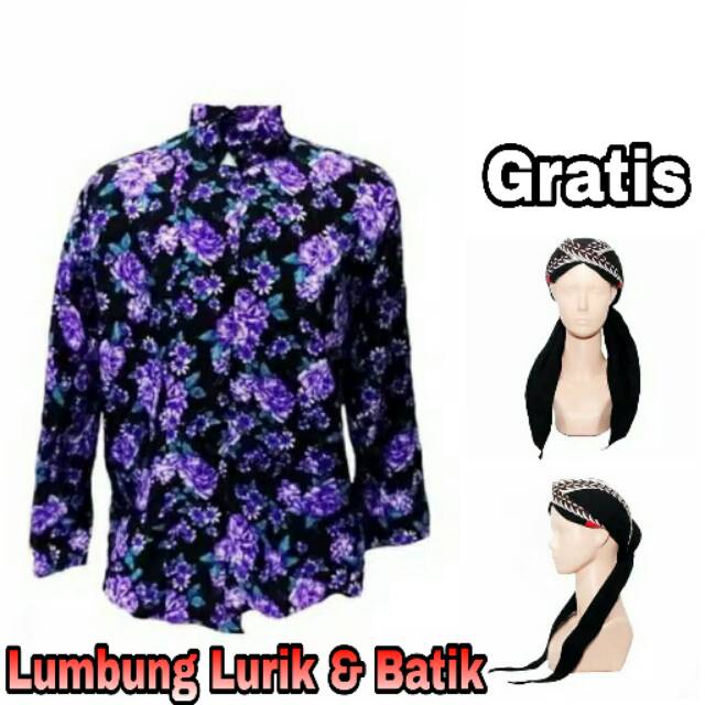 Baju jawa surjan kembang ungu gratis blangkon jogja samurai putih