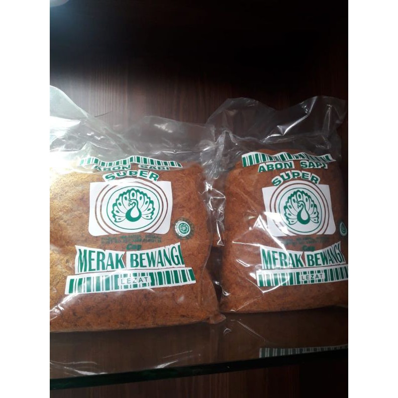 

Abon sapi premium merak bewangi 250 gram (plastik hijau)
