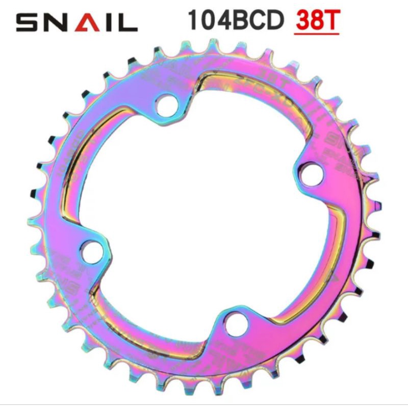 Snail Chainring 38T BCD 104 Narrow Wide Chain Ring Arm Crank Single Rainbow