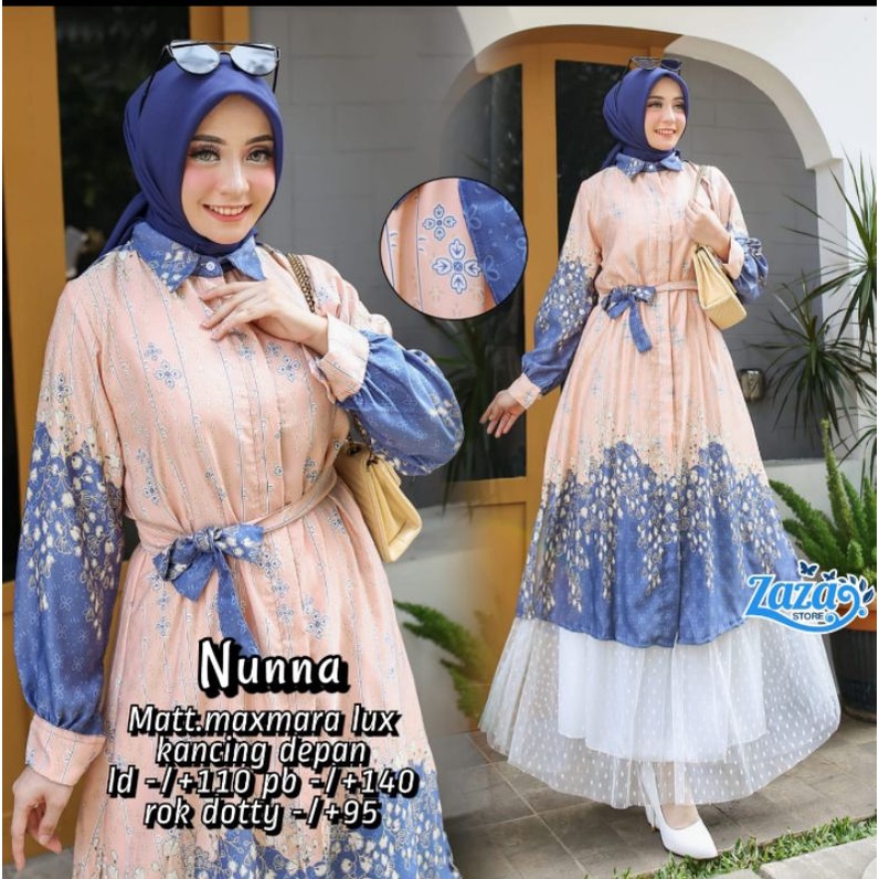 Oneset setelan rok dan tunik motif printing maxmara midi dress busui Nunna Set