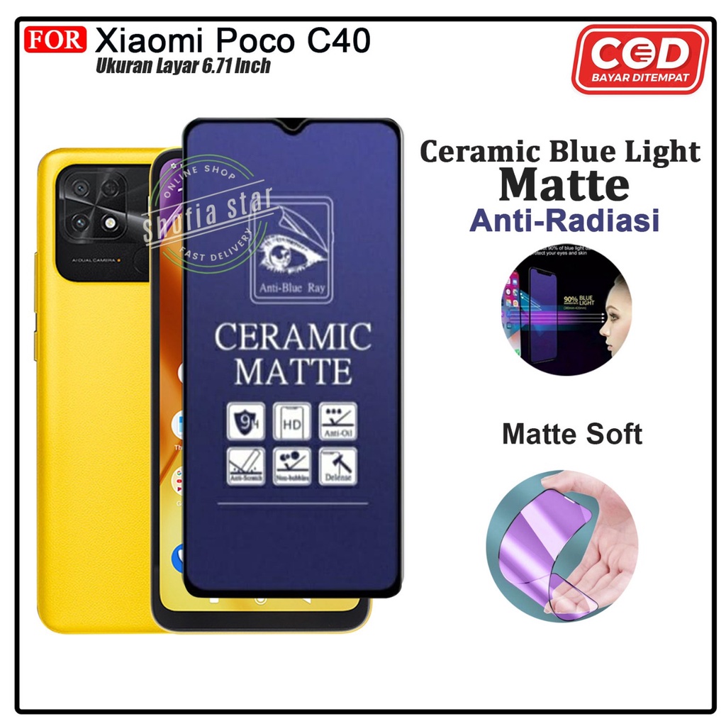 Anti Gores Ceramik Matte Xiaomi Poco C40 Anti Spy Full Cover