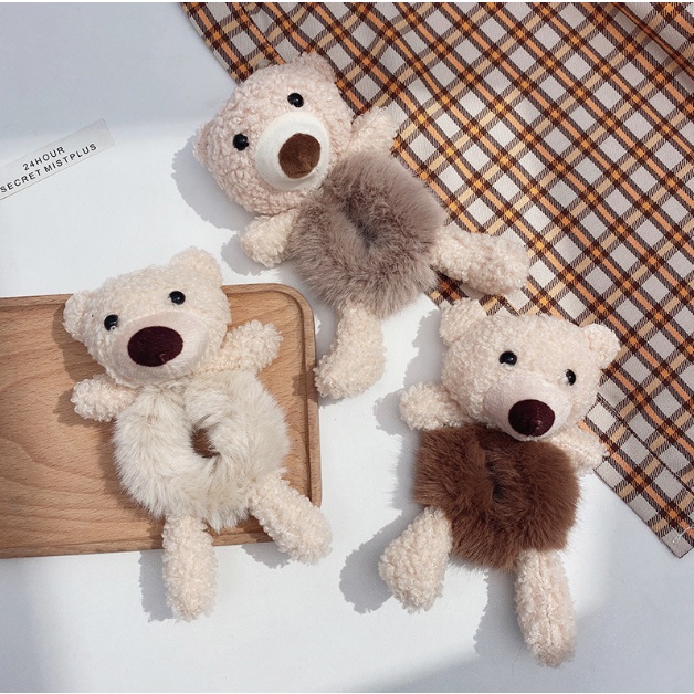 IKAT RAMBUT WANITA KOREA BEAR BONEKA LUCU KUNCIRAN RAMBUT AKSESORIS FASHION KOREA IMPORT AK76