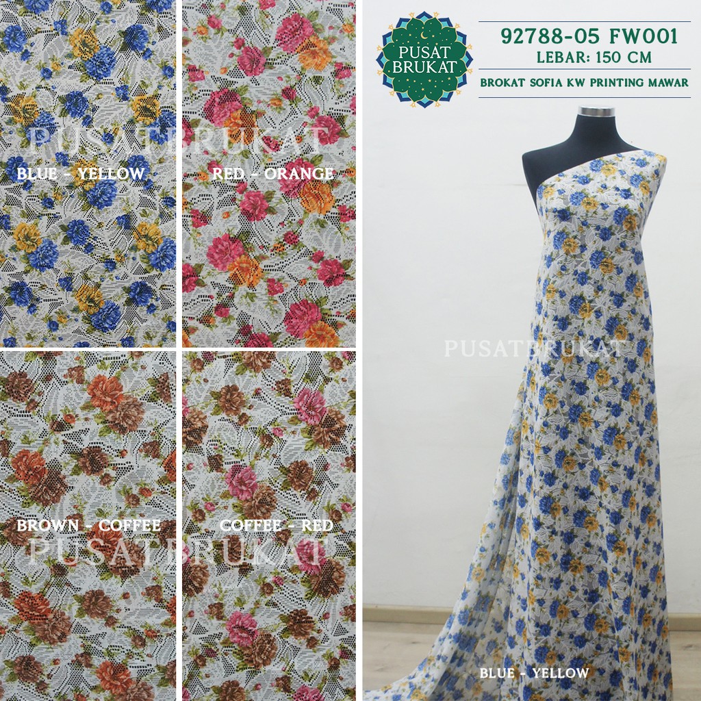 KAIN KEBAYA BRUKAT MOTIF / BRUKAT LACE PRINTING MAWAR - NARAYA KW 92788-05 FW001 - [harga p