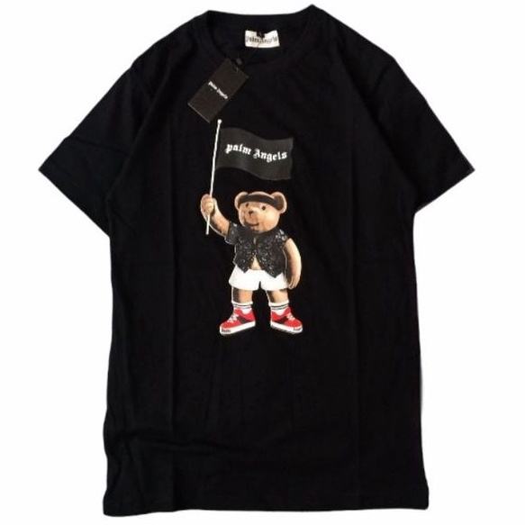 KAOS DISTRO PRIA PALM ANGELS BEAR FLAG HITAM