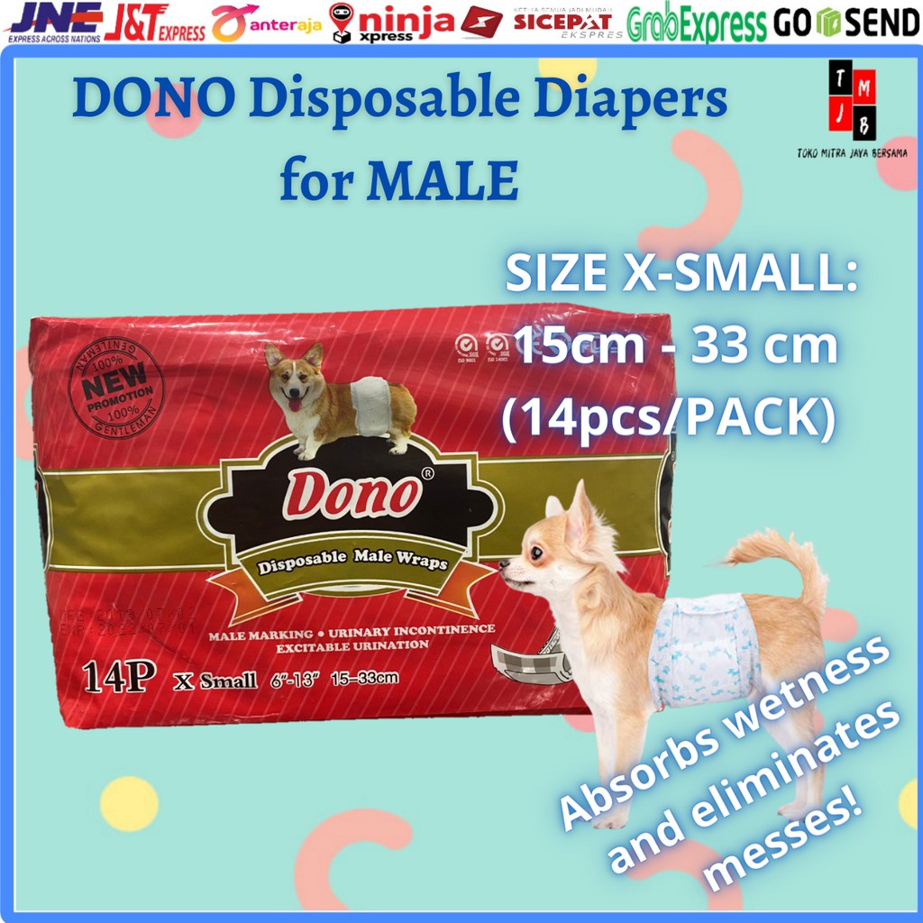 POPOK ANJING JANTAN XS S M L DOG DIAPERS DOG MALE WRAPS MERAH DONO XS S M L