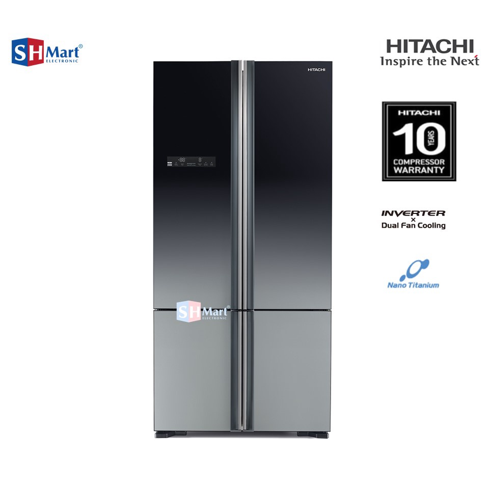 KULKAS SIDE BY SIDE HITACHI 4 PINTU KAPASITAS 640 LITER R-WB80PGD5 / RWB80PGD5 MULTI DOOR GARANSI RESMI (MEDAN)