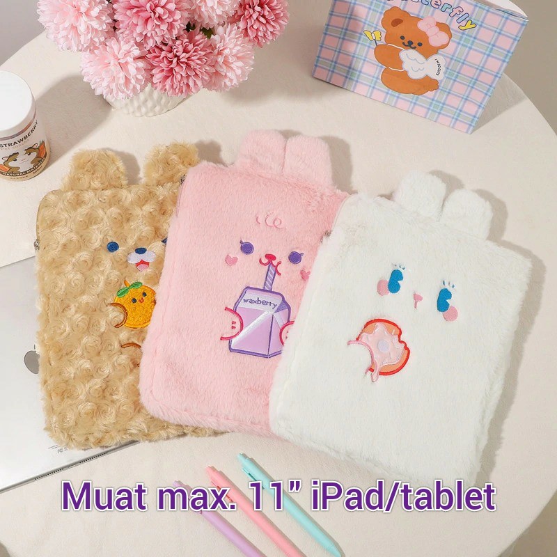 Tas tablet tas penyimpanan ipad pouch cute bear kekinian tablet pouch sleeve sarung ipad