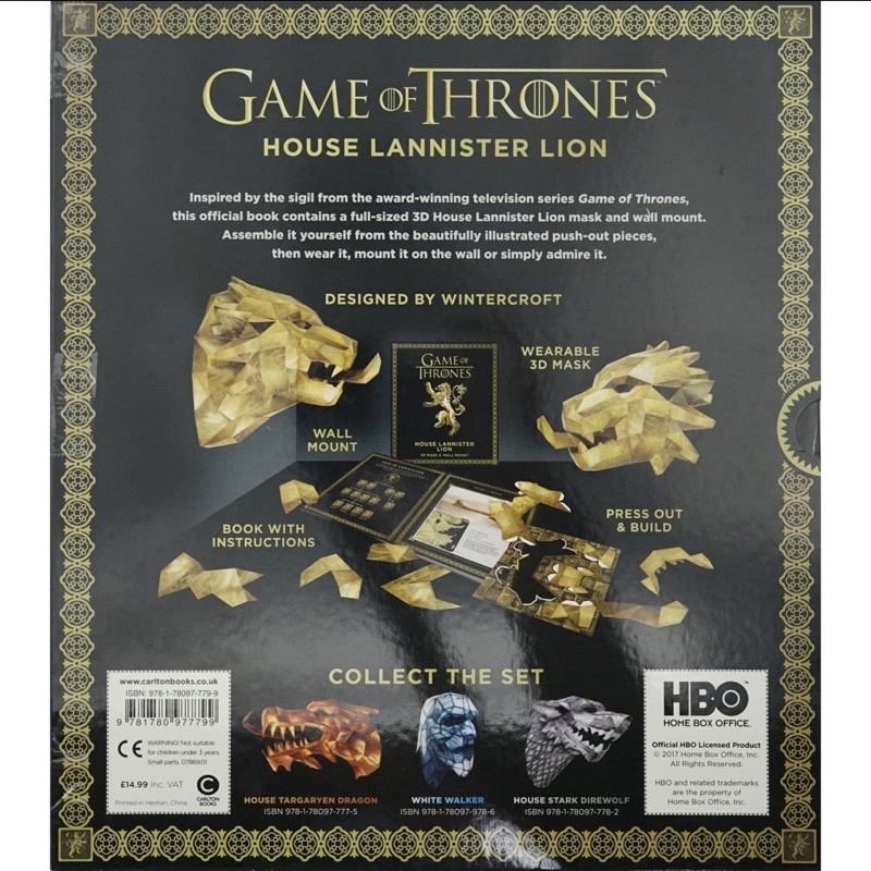 Game of Thrones Official 3D Mask Wall Mount Build Book