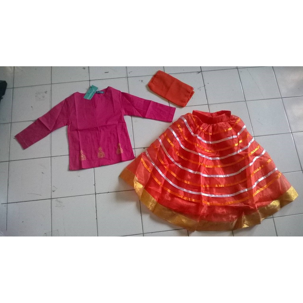 fashion kids SENS 17 D (Top, Skirt, Syal) setelan muslim anak indian style senshukei