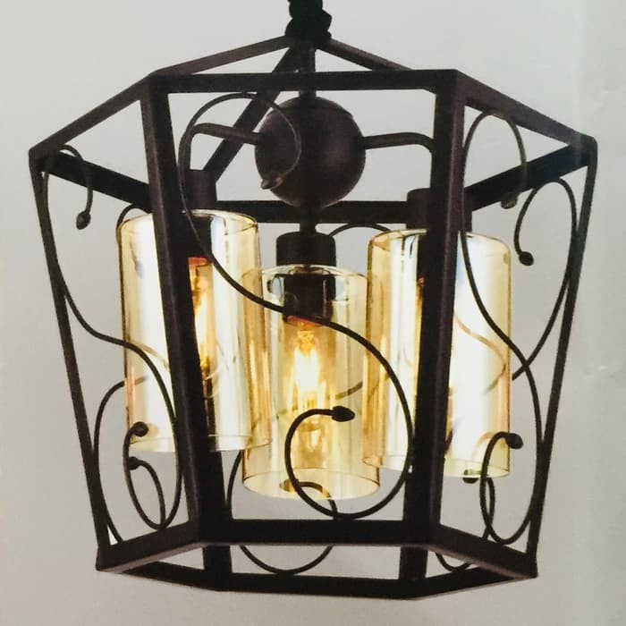 LAMPU GANTUNG VINTAGE MINIMALIS 4 LAMPU UNIK MEWAH