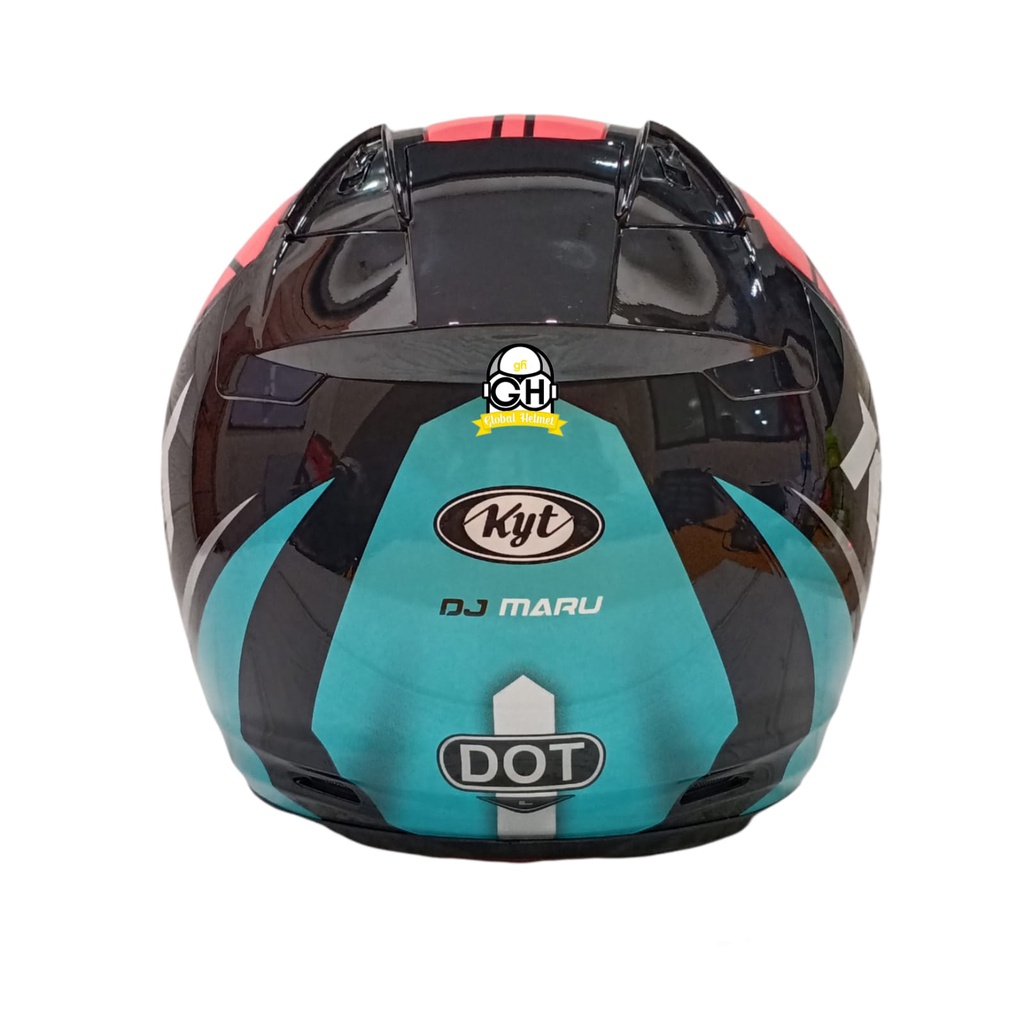 HELM HALF FACE KYT DJ MARU DJMARU MOTIF #17 BLACK AQUA BLUE FUXIA FLUO