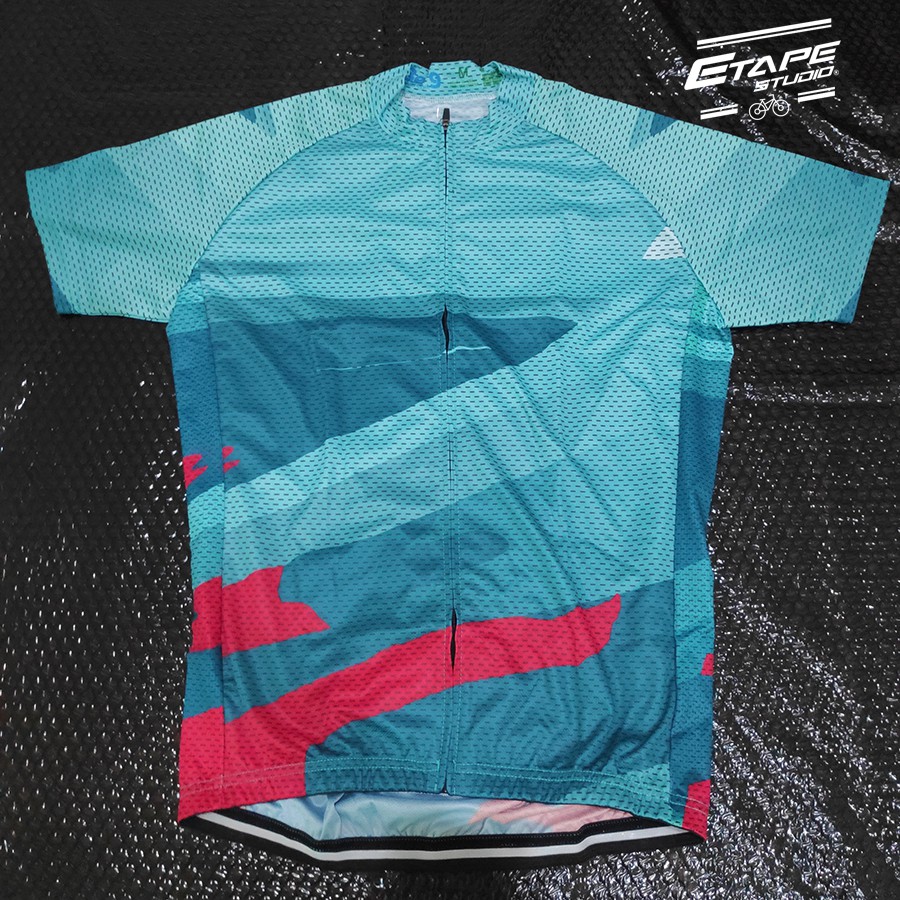 Jersey Road Bike Blue Red Wave Baju Sepeda MTB SELI