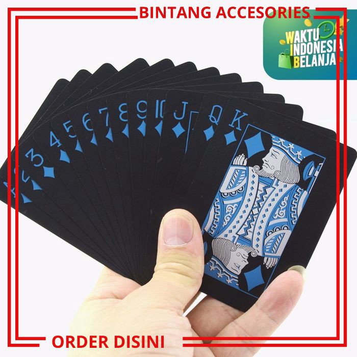 W483 SET KARTU REMI PLASTIK KARTU REMI MINI BLACK TRAVEL ANTI AIR PERMAINAN KARTU REMI CARD