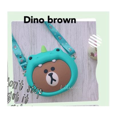 Tas Murah Tas Selempang Silikon Besar Hello Kitty Dm04 Melody Line Brown - Dino Brown