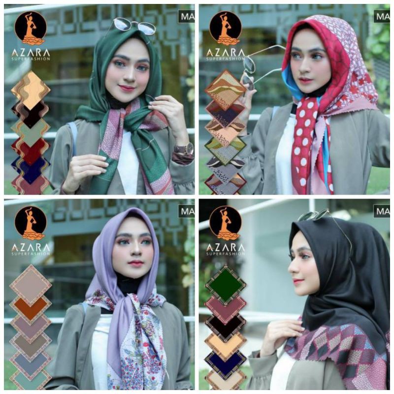 Segiempat Hijab AZARA SENORITA Scarf | Hijab Jilbab PolyCotton Motif Bunga