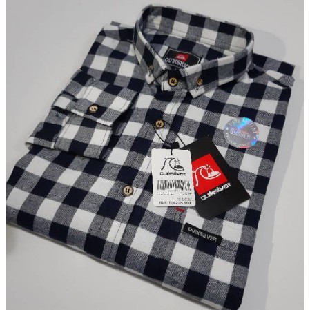 Sale Kotak Kotak Hitam Putih Kemeja Flanel Distro Pria Lengan Panjang Quiksilver Kemeja Flanel Surfi