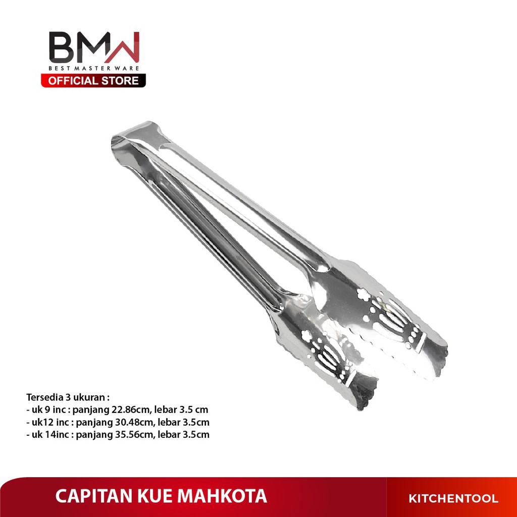 EXTRA TEBAL BMW Kitchen Ware - Capitan Gorengan/Jepitan Makanan Kue Roti Motif Mahkota Stainless Steel MOTIP