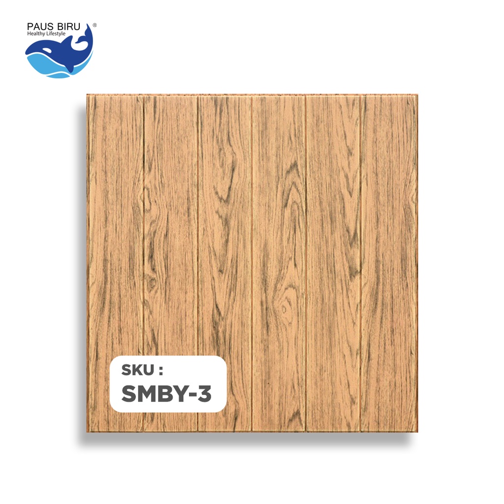 Paus Biru - Wallpaper dinding 3d motif kayu wood foam 70x70cm / wallfoam motif kayu-KAYU 3mm SMBY-3