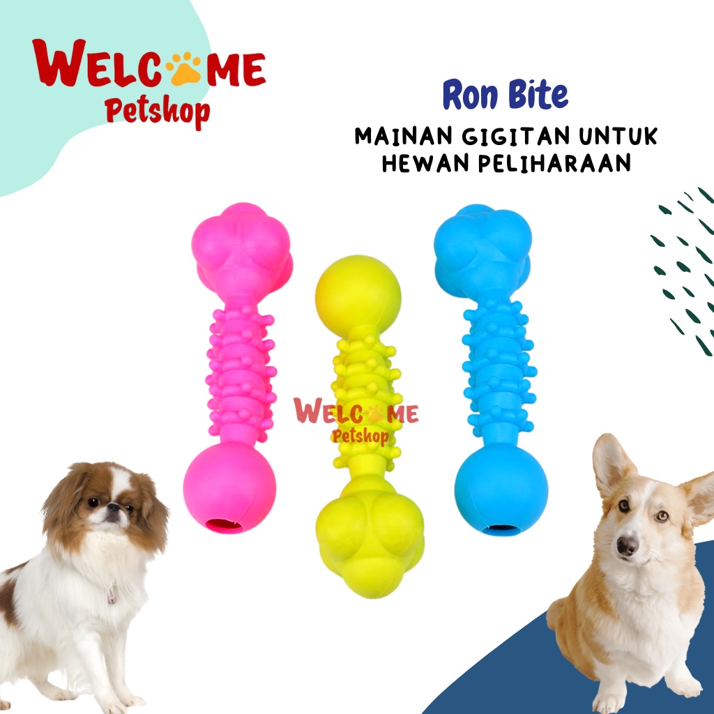 Ron Bite Mainan Gigitan Karet Anjing Bite Dog Rubber Toy Kerincing