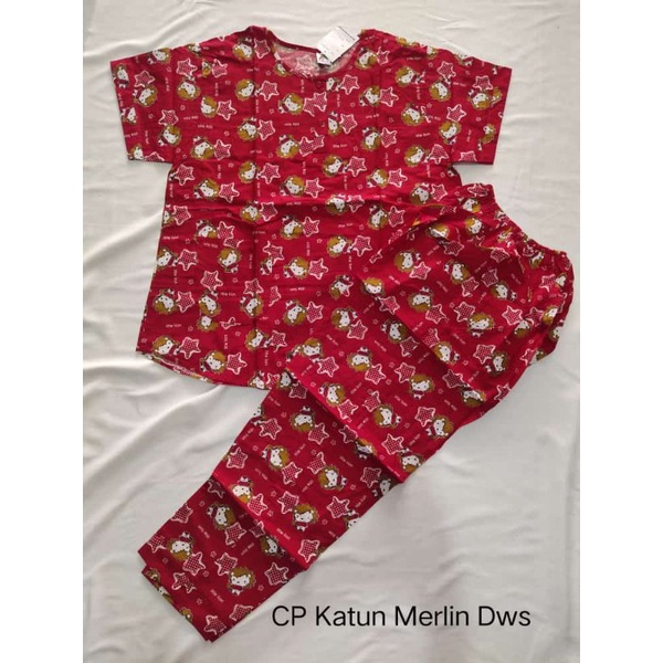 BAJU TIDUR CP MERLIN KATUN MERAH DEWASA