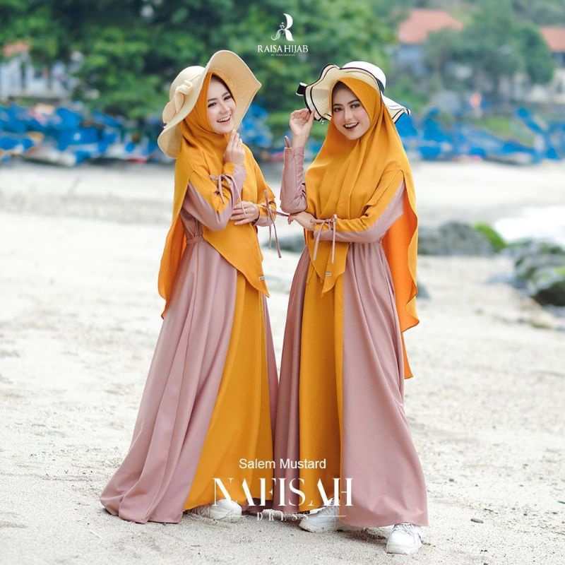 Nafisah Dress By Raisa Hijab | Gamis Polos Dua warna Cantik | Dress Sett Terbaru