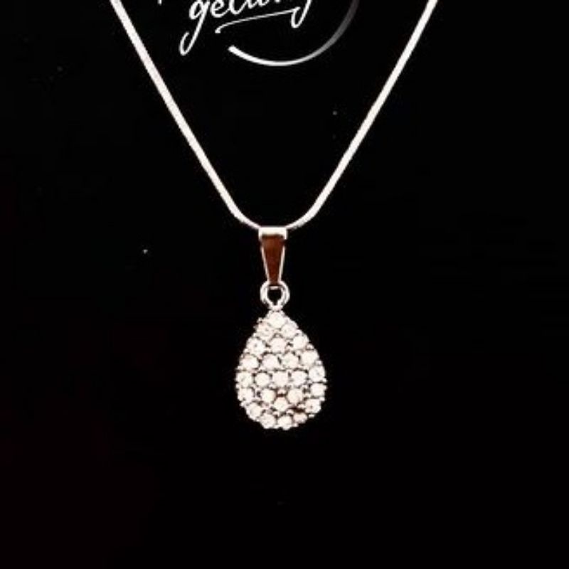 Kalung Liontin Titanium / Kalung Rhodium Silber / KALUNG LIONTIN TERBATU ANTI KARAT KUAT DAN TIDAK GATAL