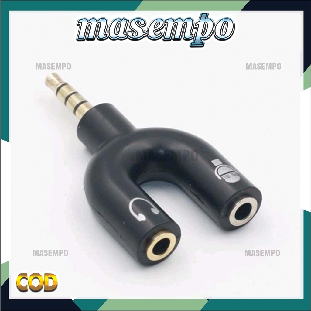 Audio Splitter U Shape Male to Dual Female Jack 3.5mm SAMBUNGAN headset dan microfon