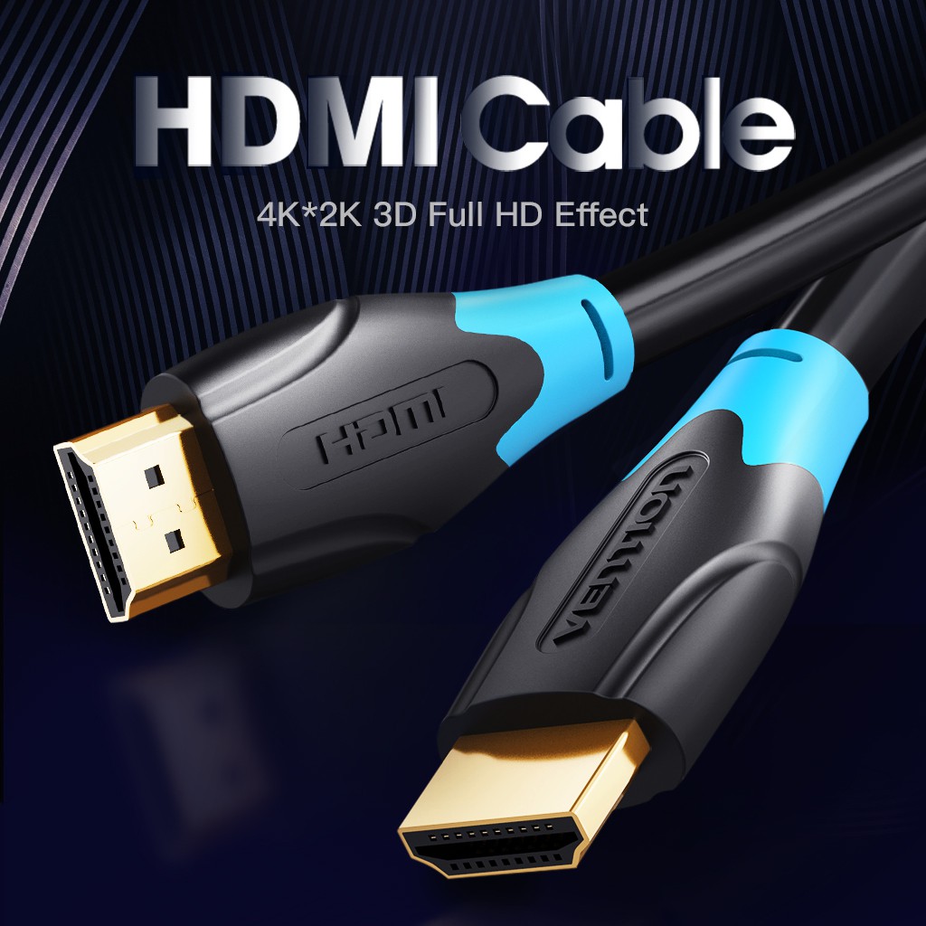 Vention Kabel HDMI 2.0 4K 3D Round cable untuk HDTV LCD Projector 1m 3m 5m