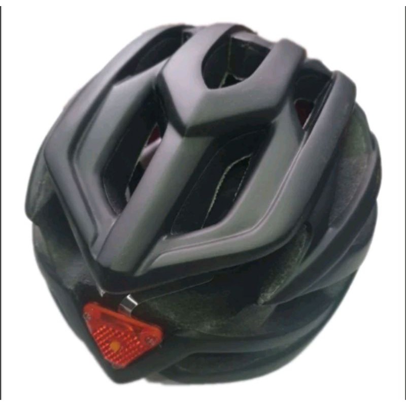 TAFF SPORT Helm Sepeda Cycling Helmet EPS Foam PVC Shell LED Safety Light -XK07 Black Hitam