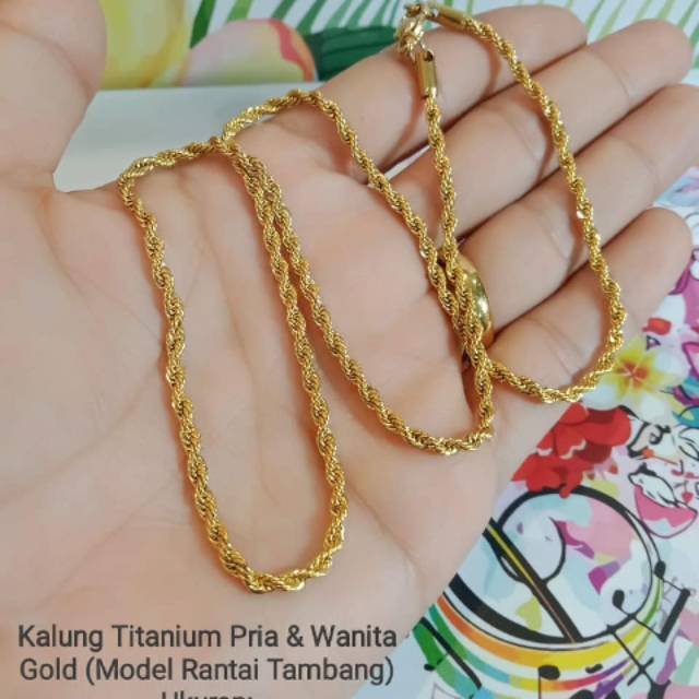 (ANTI KARAT) KALUNG TAMBANG PRIA WANITA TITANIUM