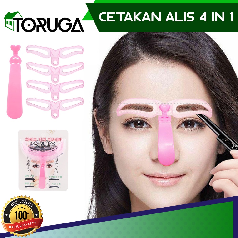 4Versi Cetakan Alis Alat Sulam Cetak Pembentuk Eyebrow Template Gagang