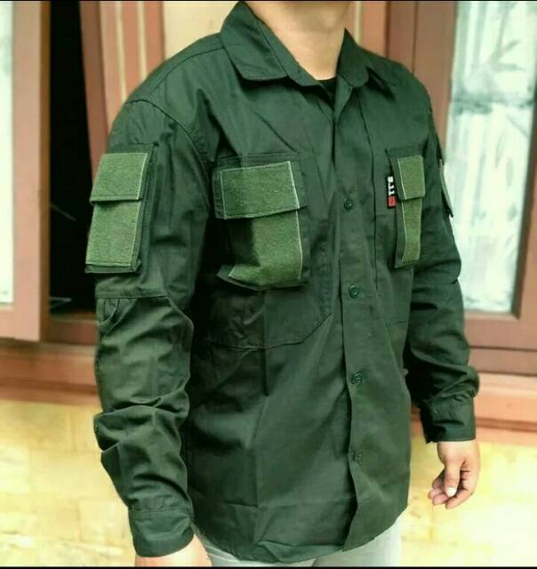 KEMEJA TACTICAL KANTONG SAMPING RESLETING VELCRO/KEMEJA TACTICAL