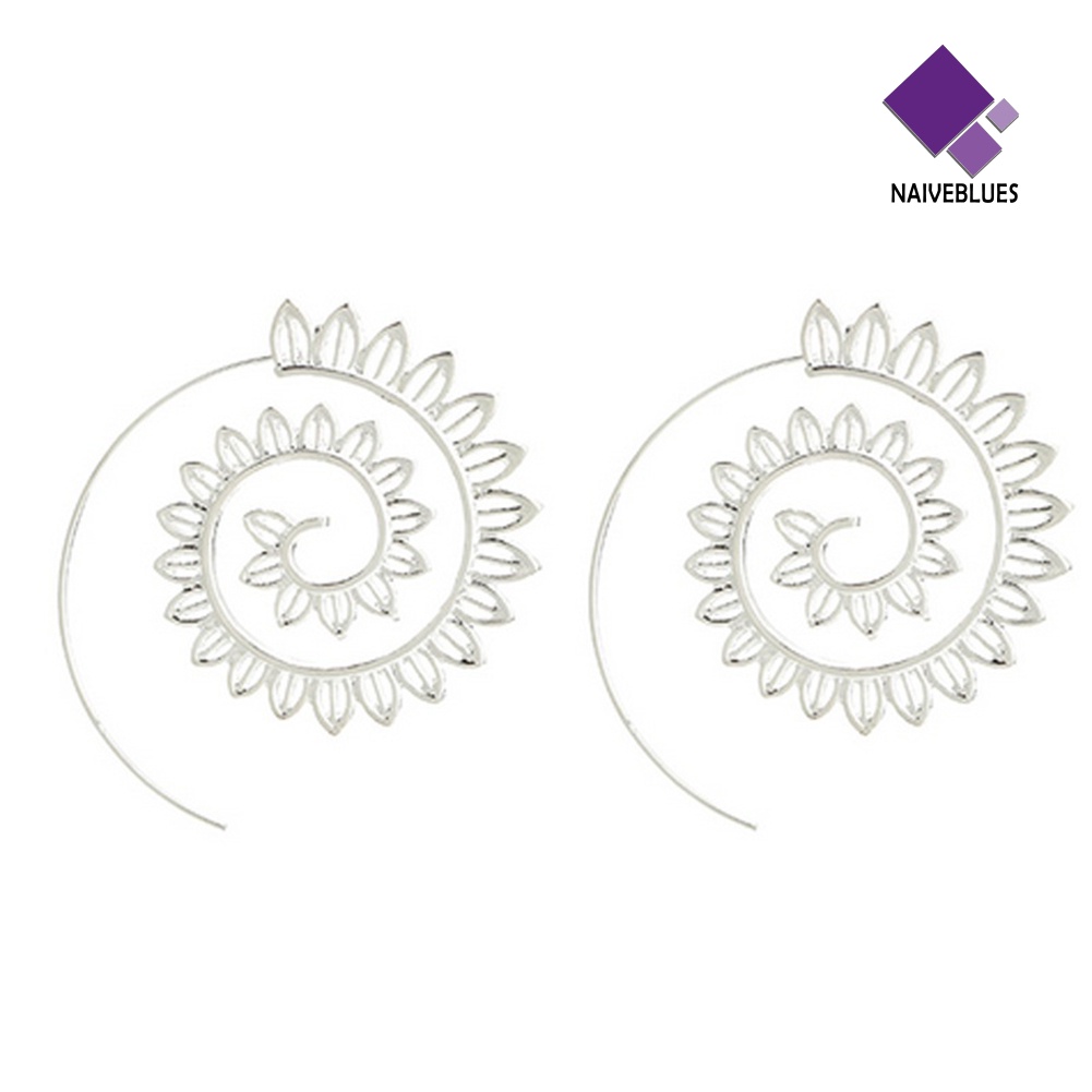 Anting Bentuk Water Drop Spiral Bahan Alloy Untuk Wanita