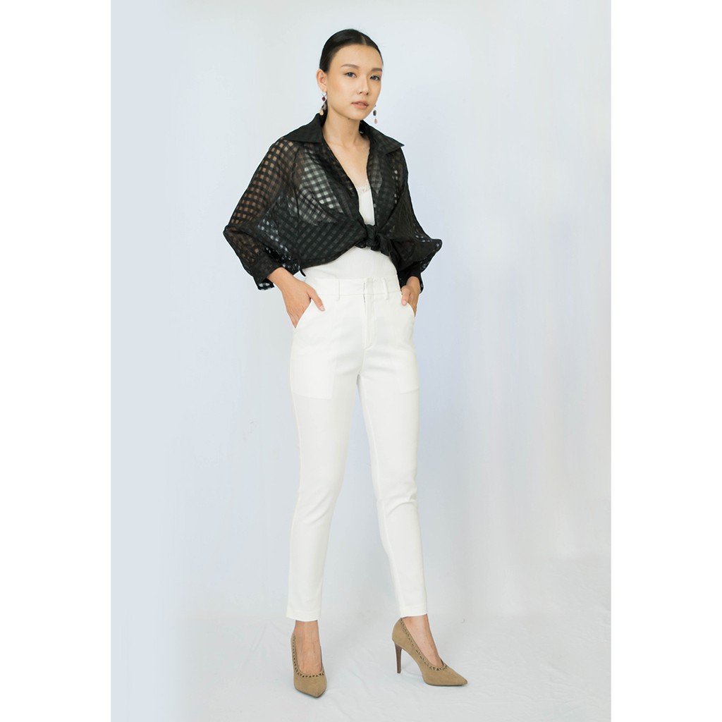 Dania Pants White Pakaian Wanita Celana  Panjang Bahan  