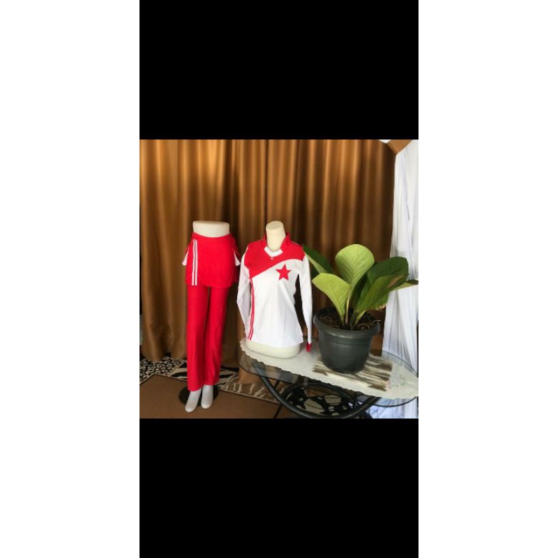BAJU SENAM MUSLIM_CELANA ROK KANTONG MERAH PUTIH