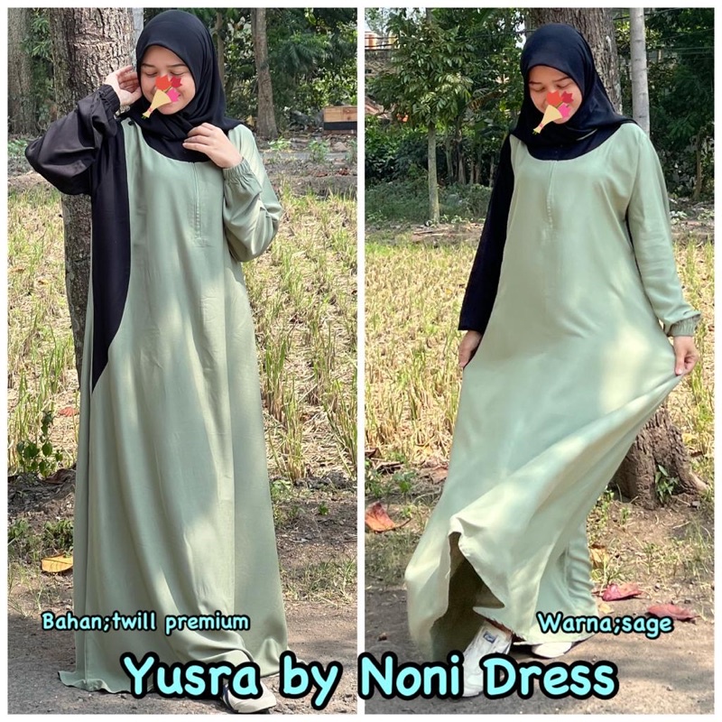 Daster Arab Noni YUSRA Maxi Dress Premium Gamis Twill Syar'i