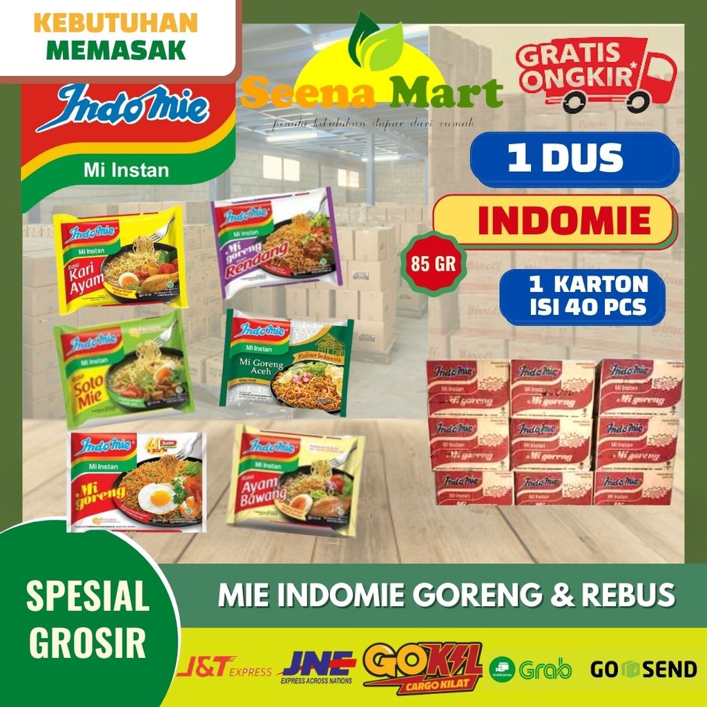 

Grosir Mie Indomie Goreng Rebus Rasa Ayam Bawang Soto Kari Ayam Kuah 1 Dus 1 Karton