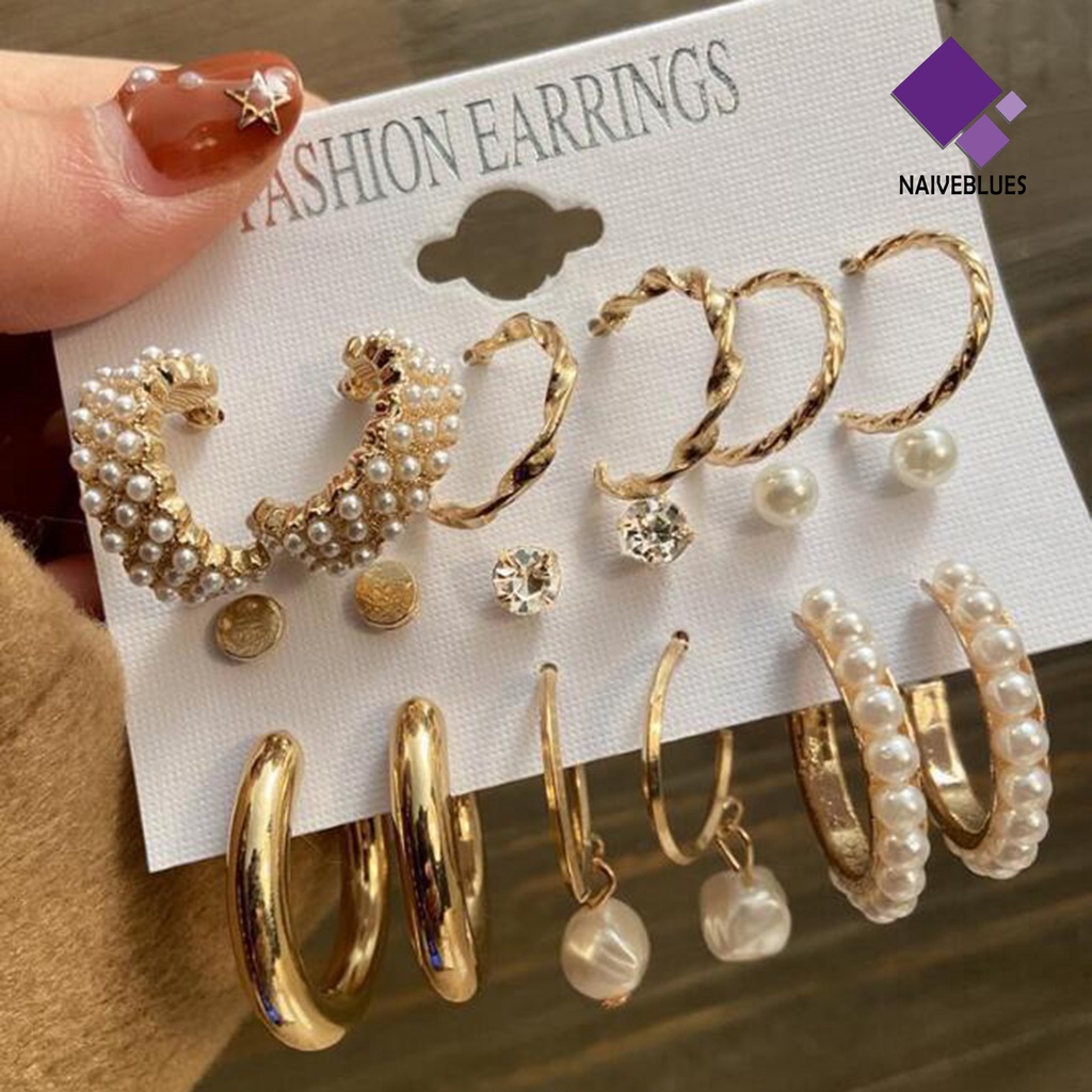 1 Set Anting Hoop Geometris Menjuntai Bahan Logam Untuk Pesta Hari Ibu