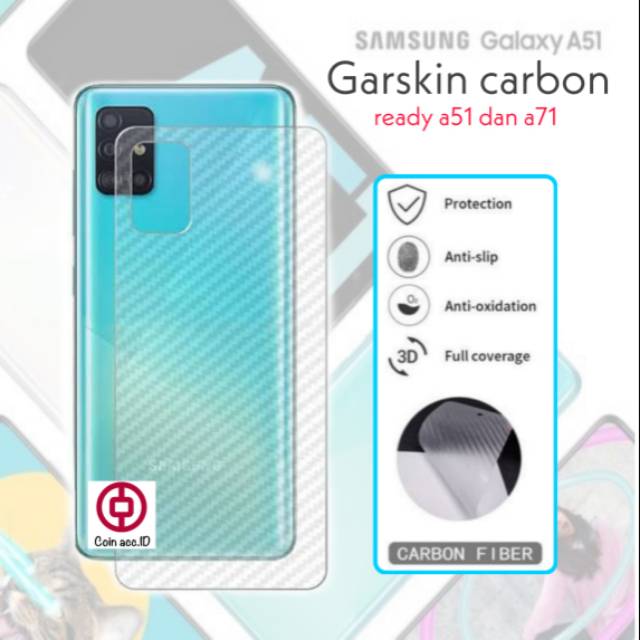 Garskin carbon SAMSUNG A32/A52/A52s/A22/A03s/A72/A51/A71/A02s/A02/A11/A21s/A12/A01 core - antigores pelindung belakang back skin