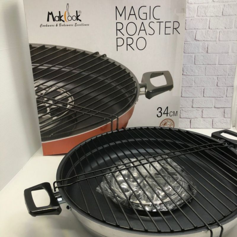 (COD/GRATIS ONGKIR) Makcook Magic roaster pro teflon 34cm alat bakar panggang serbaguna asli original