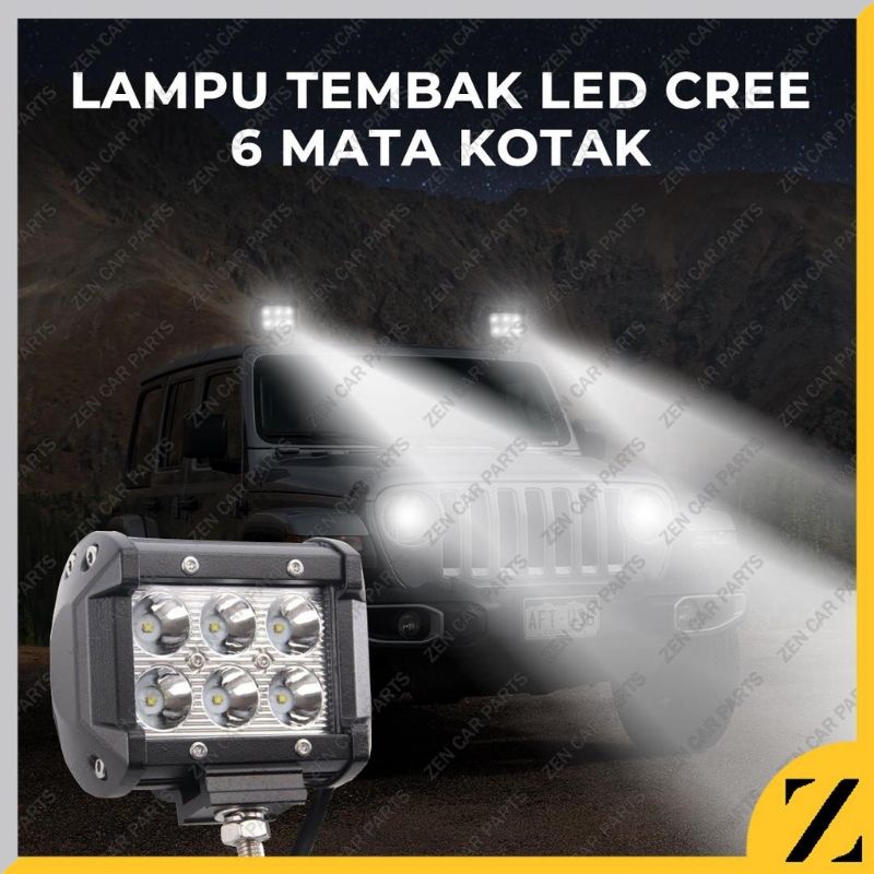 Lampu sorot WORKLIGHT LED Cree 6 mata sisi tembak kabut 18w Mobil