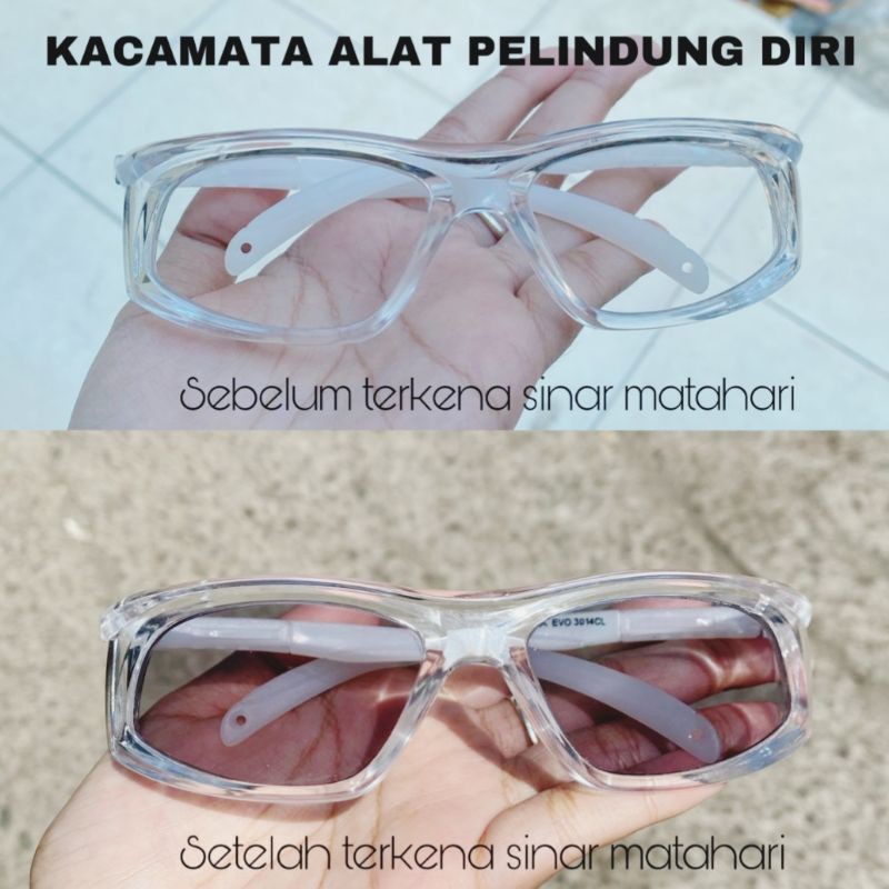 Kacamata Safety APD Sepeda Gowes Gaya Fashion lensa Normal minus Photocromic Wanita Pria