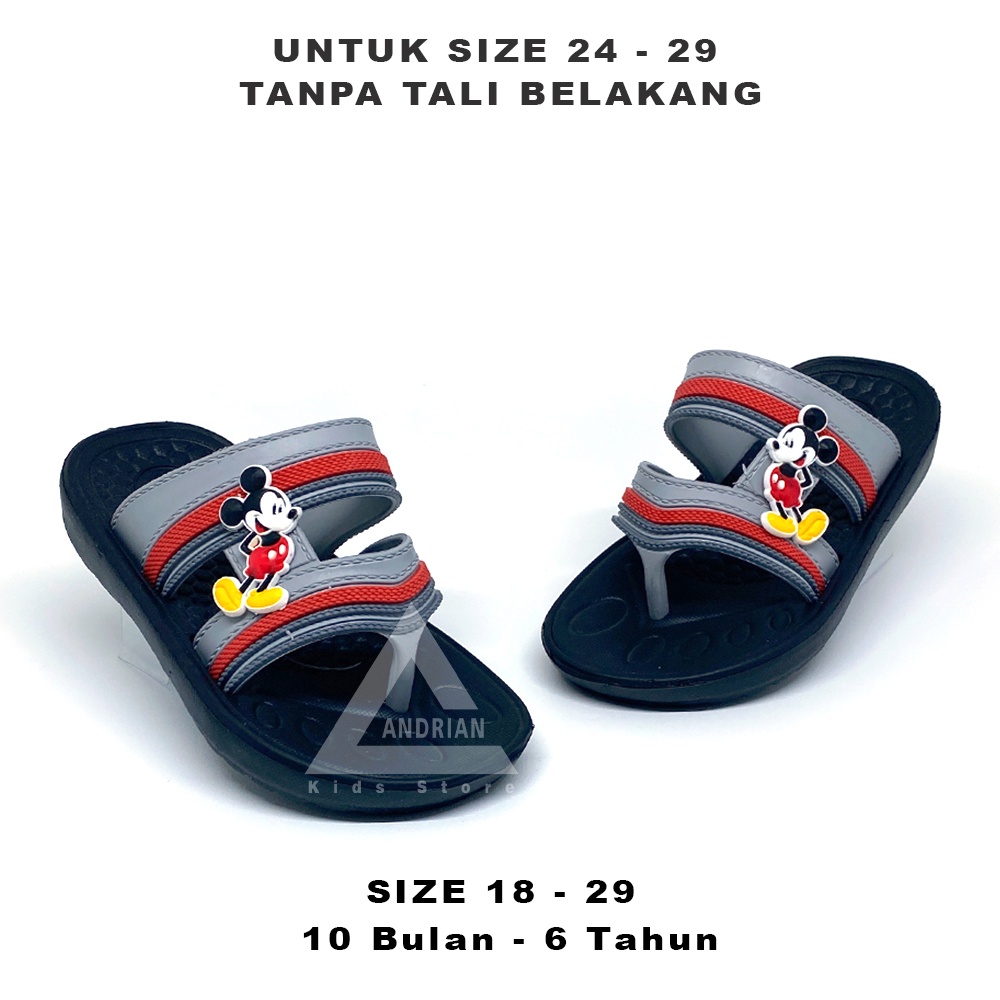 Sandal Anak Laki-laki Jepit Bandua Tali Belakang Model Bergambar Mickey