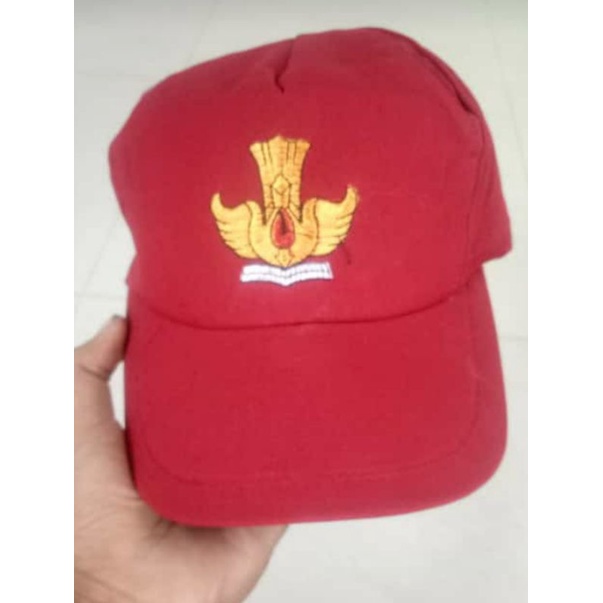 TOPI SD MERAH BORDIR