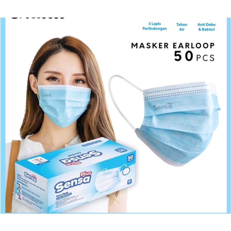 Masker sensa plus isi50 earlop warna biru/blue