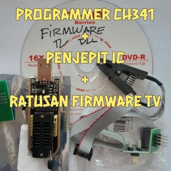 New ch341a ch341 24 25 seri eeprom tv flash bios usb programmer + penjepit